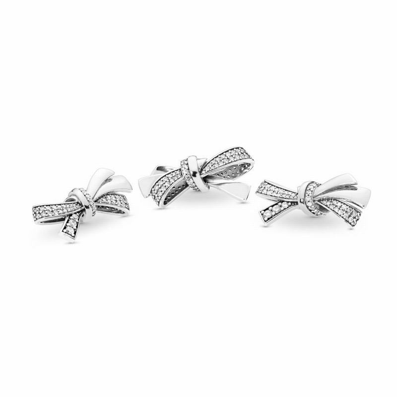 Pandora Brilliant Bow Charm - Sterling Silver/Cubic Zirconia - Canada | WD7893GT